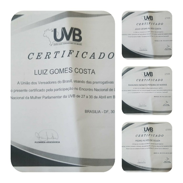Vereadores Recebem Certificado De Participacao De Evento Da Uvb Camara Municipal